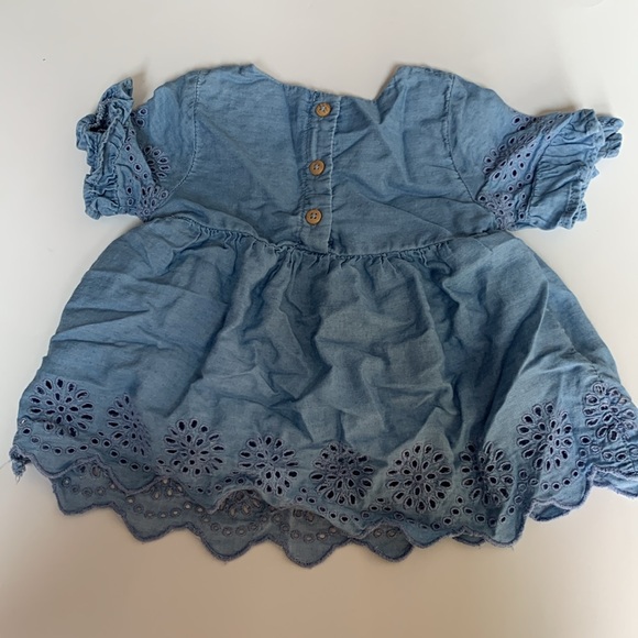 ZARA | blue chambray eyelet dress | 6-9 months | EUC - Picture 2 of 3
